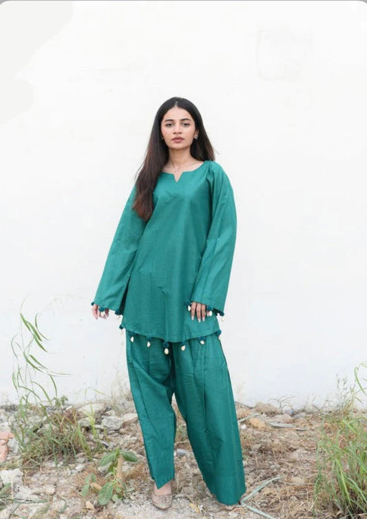 Green Farshi salwar 2 piece co-ord set