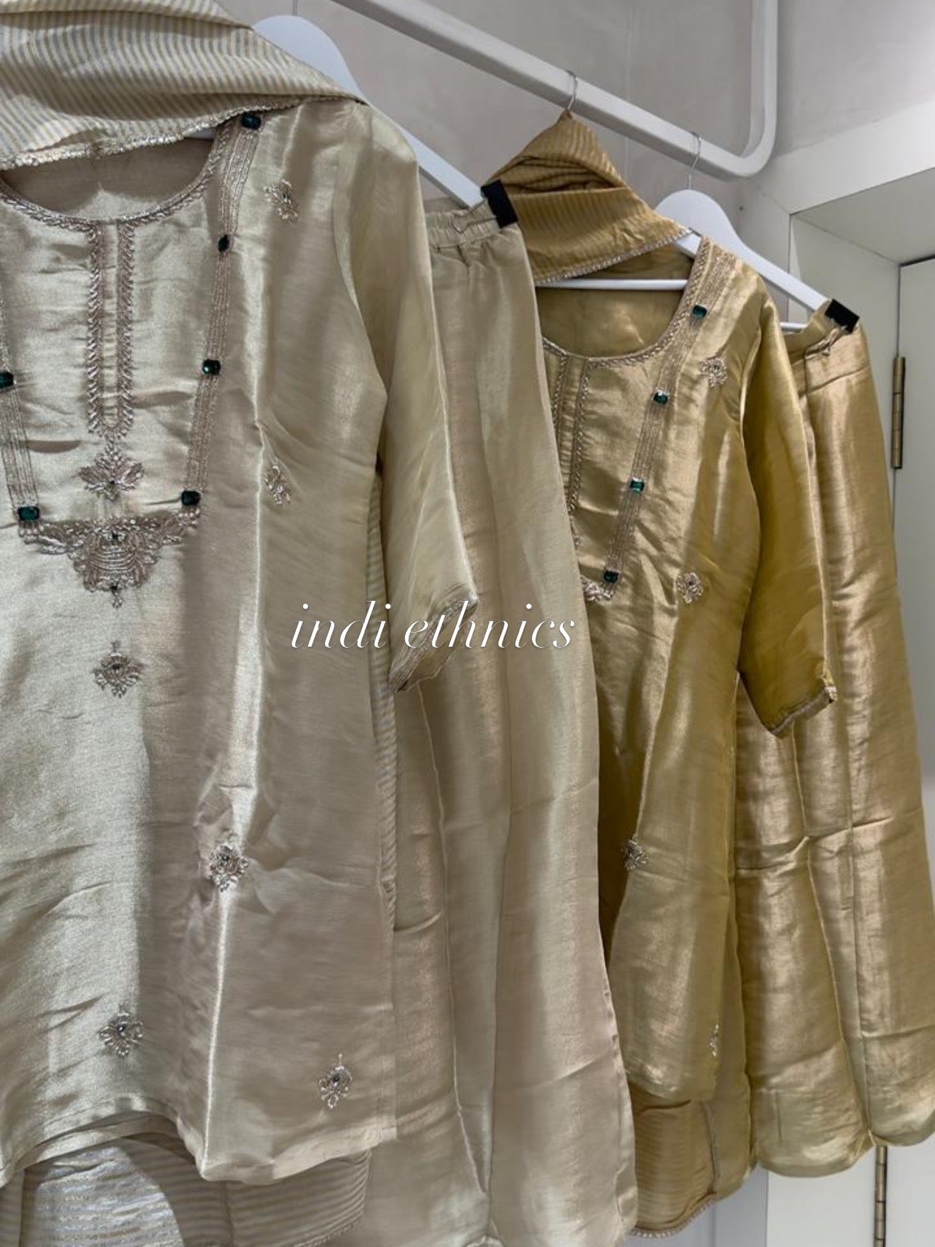 Off white elegant tissue sharara suit
