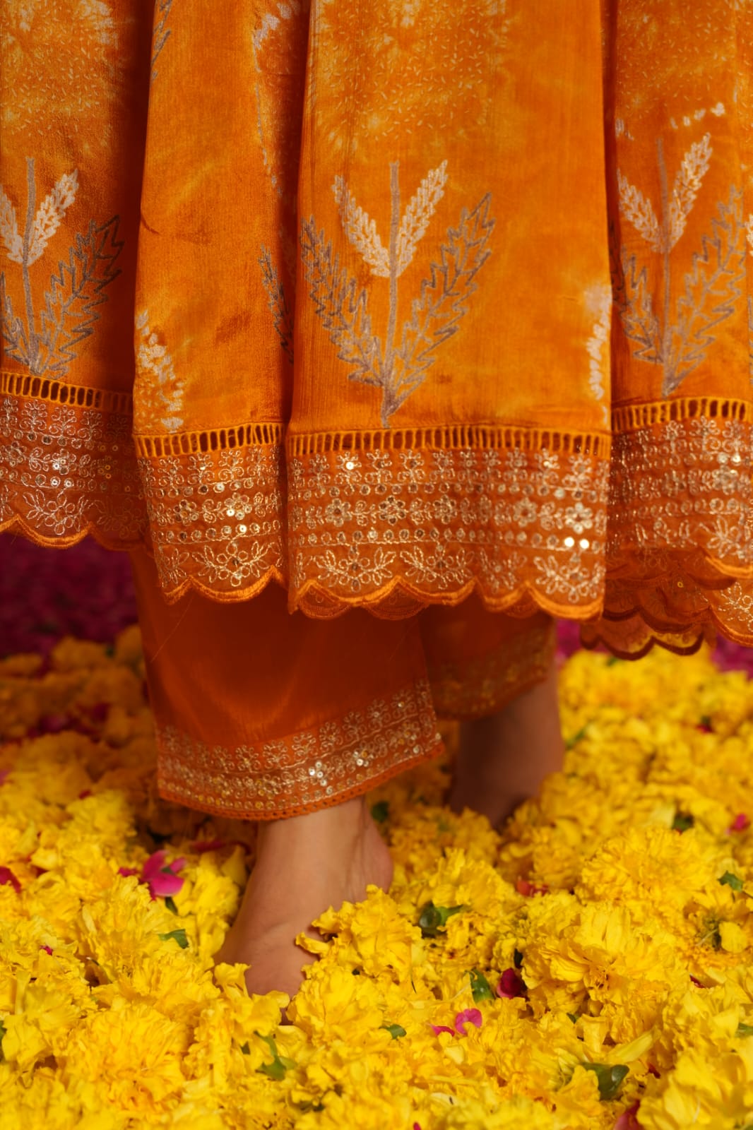 Orange Anarkali kurta set