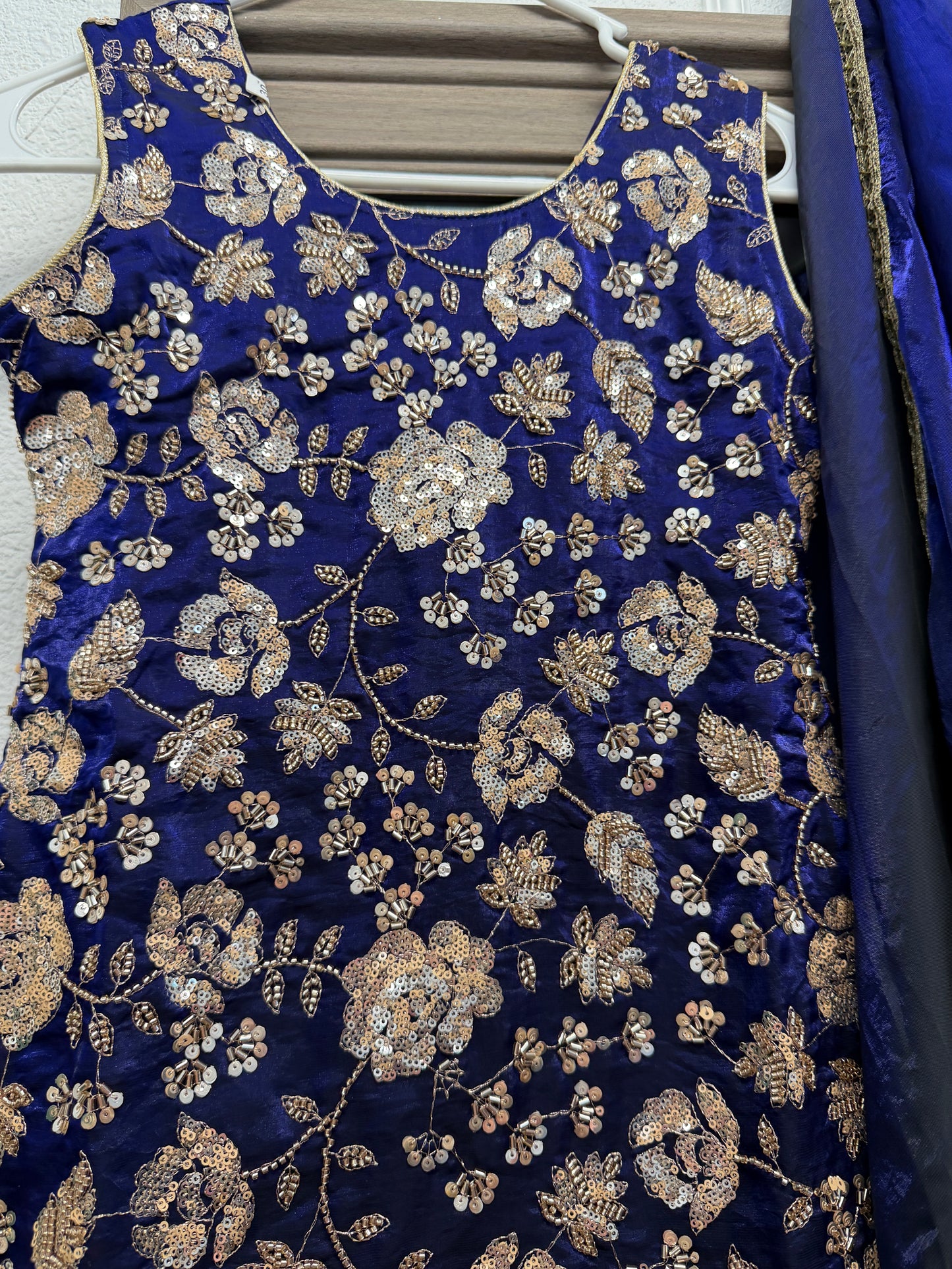 Girls Blue heavy handwork top palazzo dupatta
