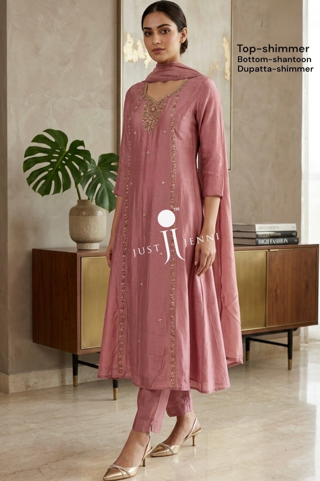 Pink plus size beautiful A line suit