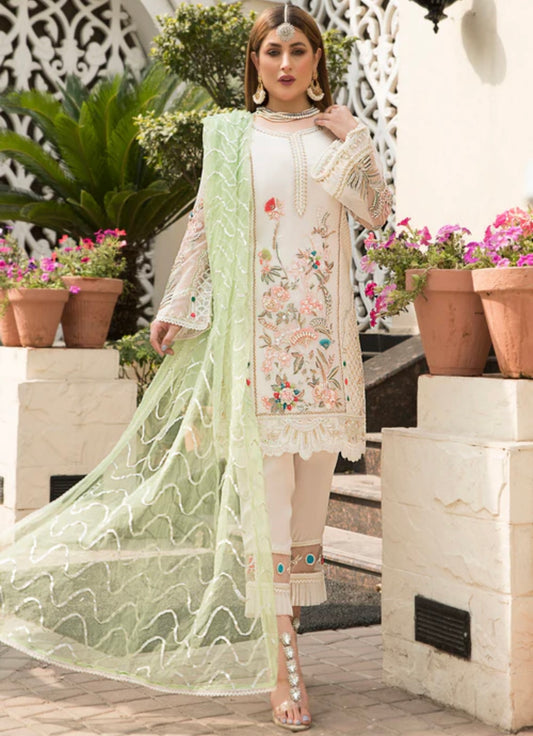 White beautiful heavy handwork pakistani style kurta set