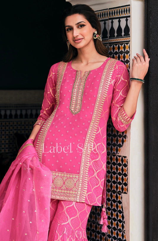 Pink sharara suit