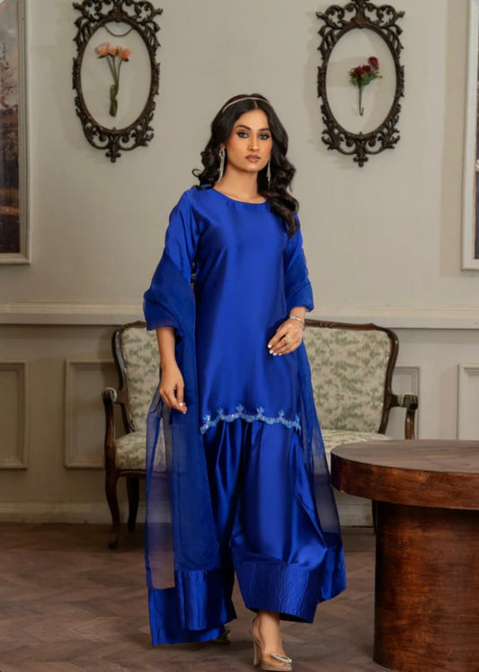 Blue viscose farshi salwar suit