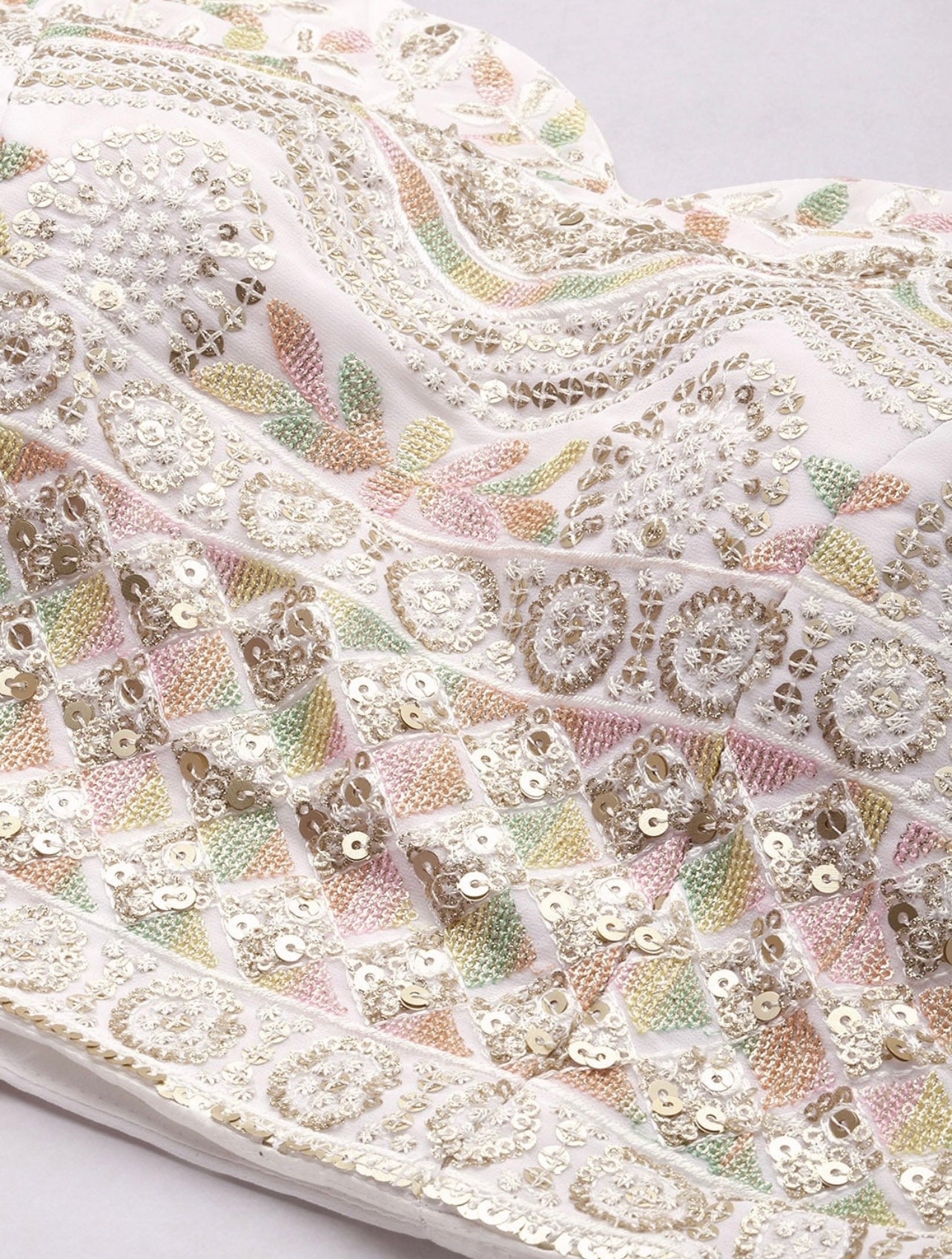 Baby pink and white embroidered crop top palazzo and dipatta