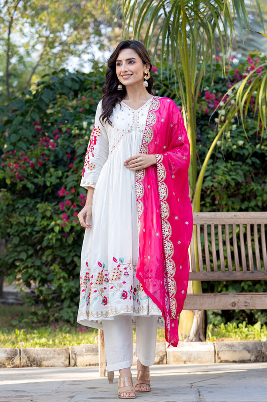 Heavy embroidery and handwork alia cut suit