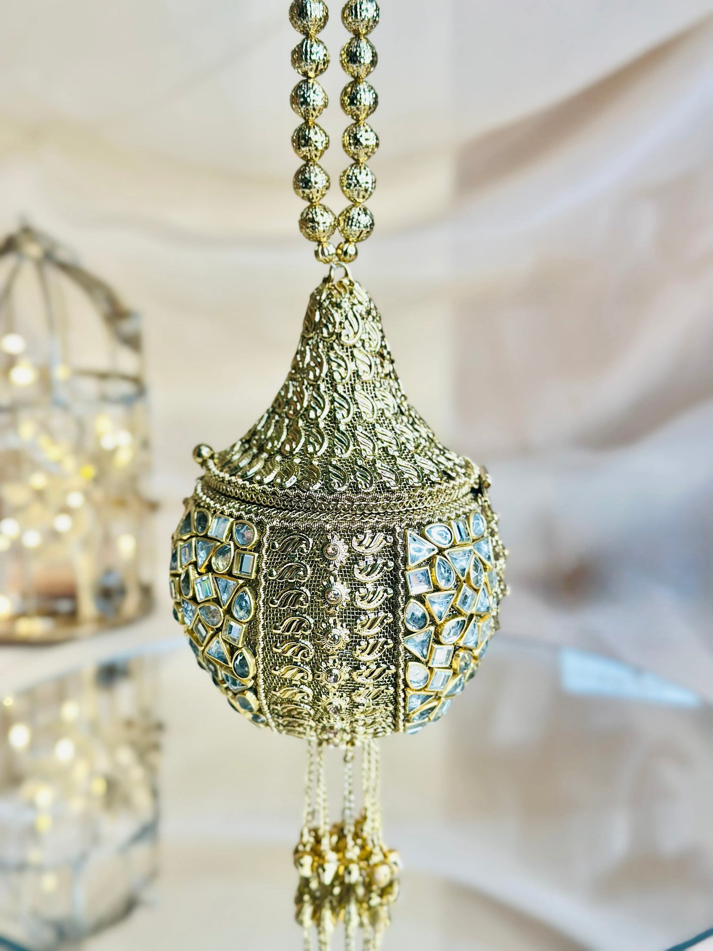 Mini metal and crystal bag