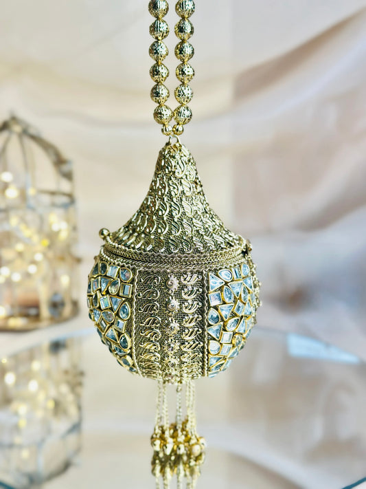 Mini metal and crystal bag