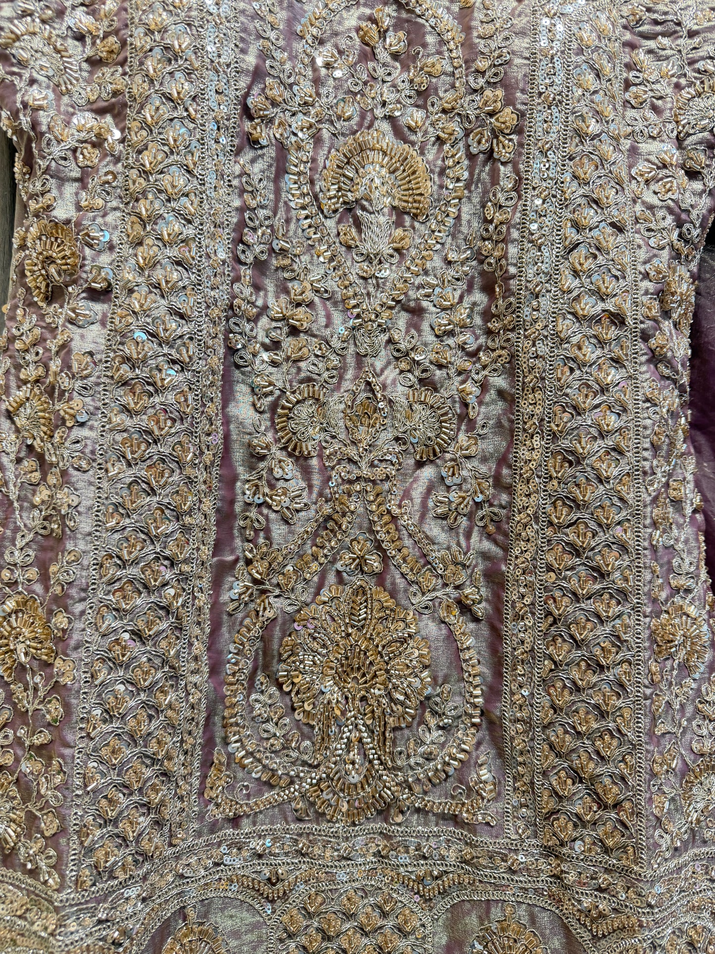 Purple heavy handwork partywear sharara suit (sleeve cloth given)
