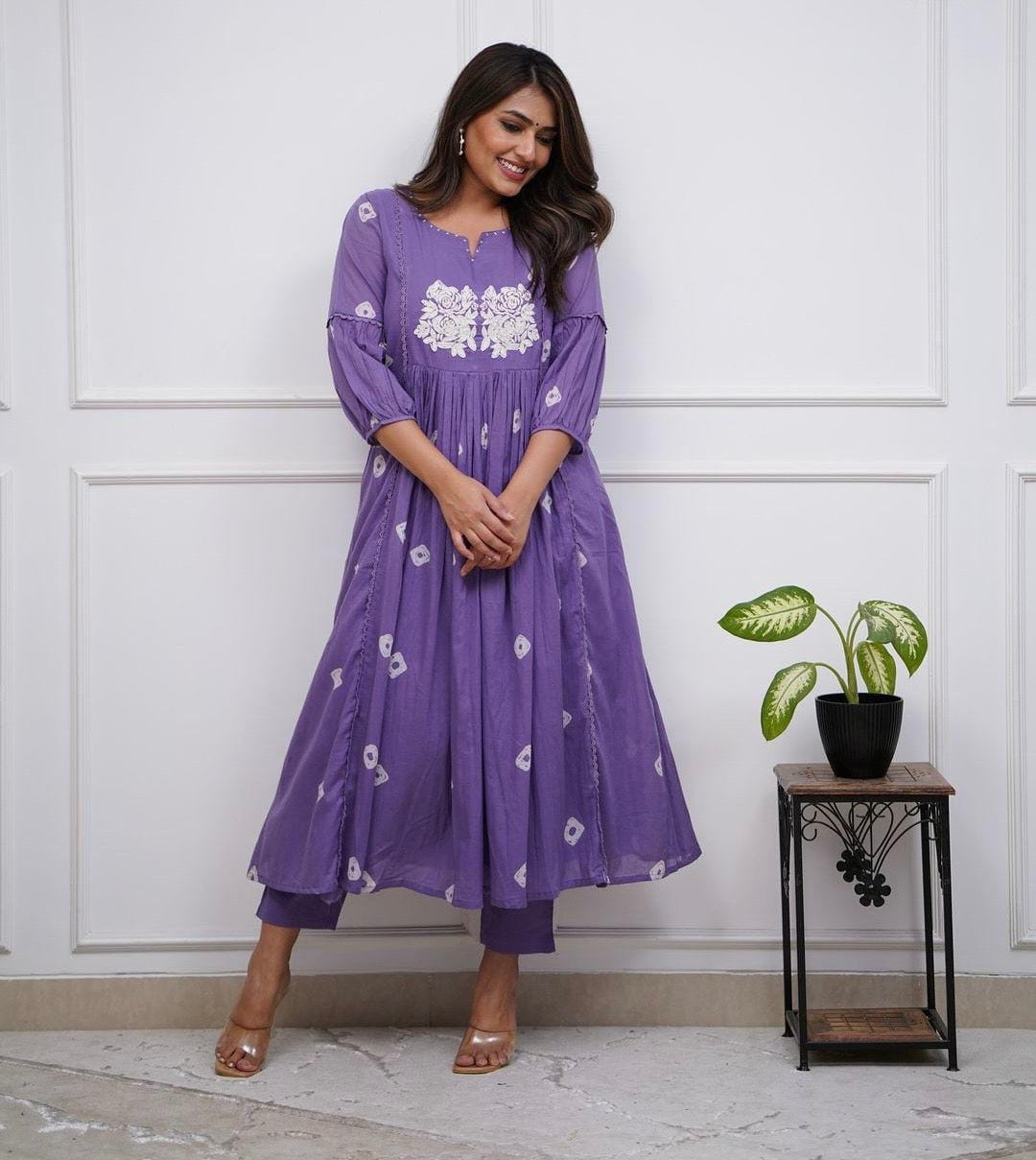 Purple embroidered summer co-ord set