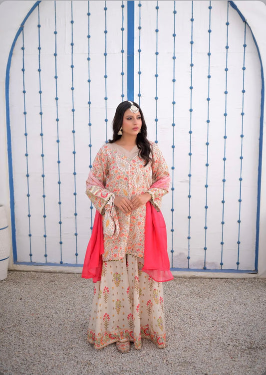 Plus size beautiful printed sharara set