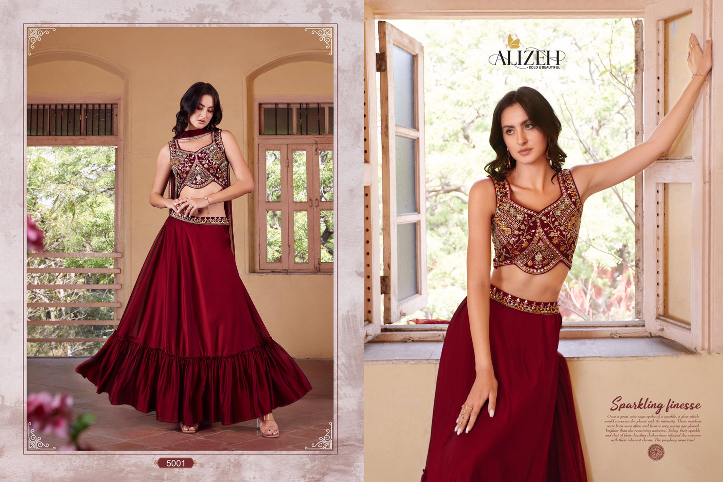 Red semi formal lehenga choli dupatta