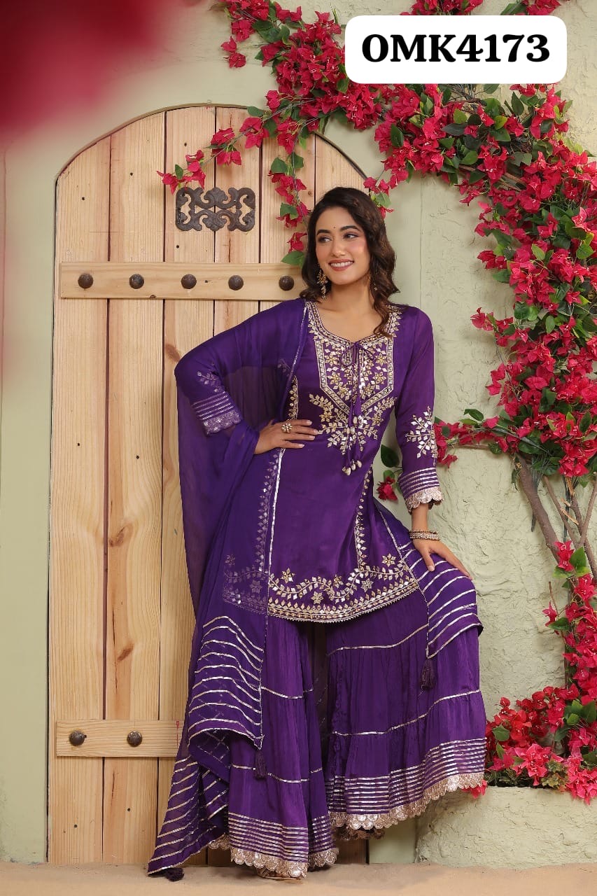 Purple stunning muslin sharara suit