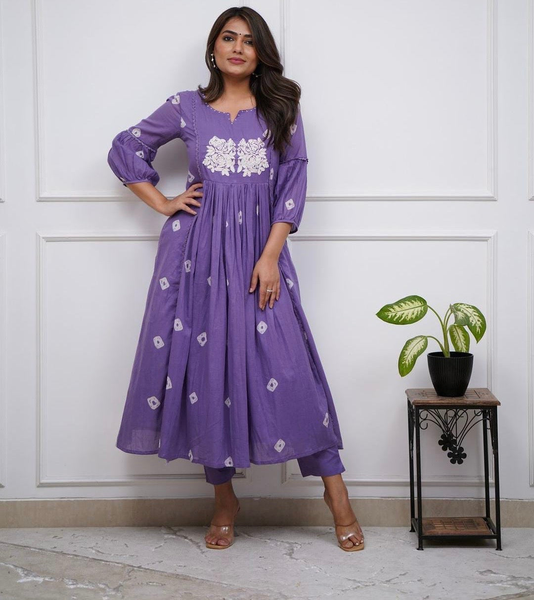 Purple embroidered summer co-ord set