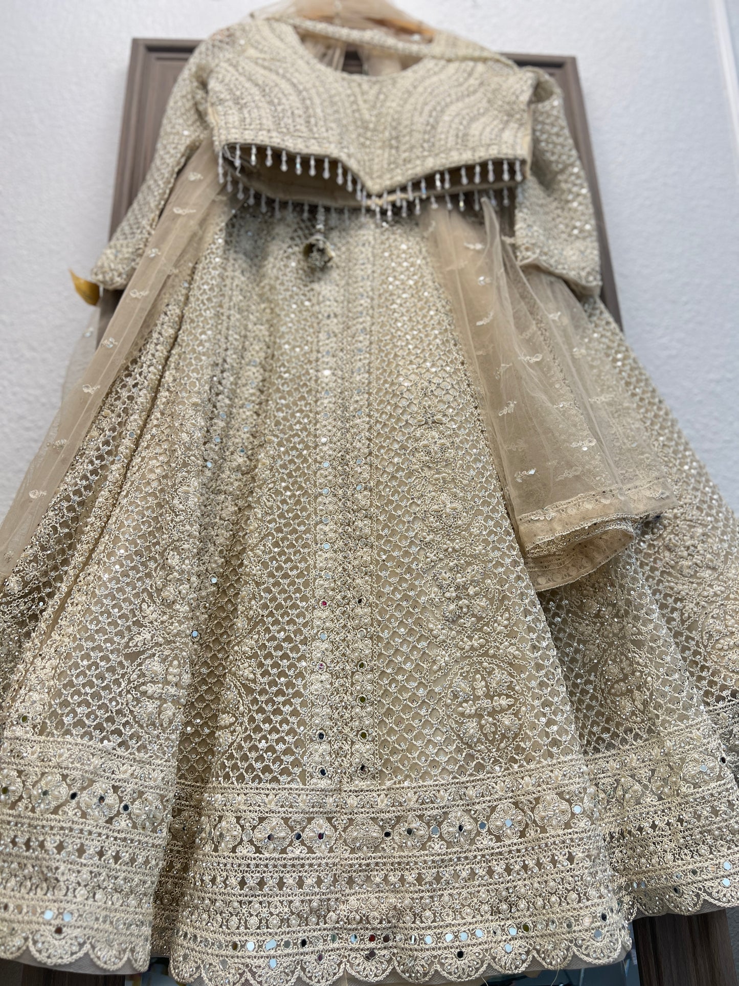 Cream heavy handwork festive lehenga