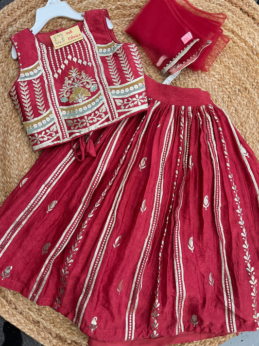 Girls Red heavy embroidered and sequence lehenga