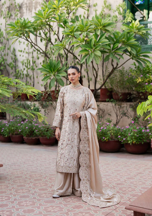 Beige gold heavy handwork suit