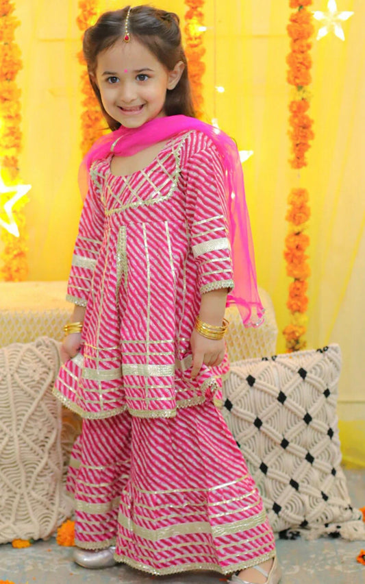 Pink pure cotton sharara set