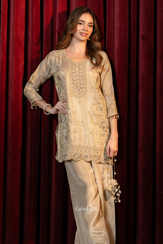 Golden chic handwork co-ord set