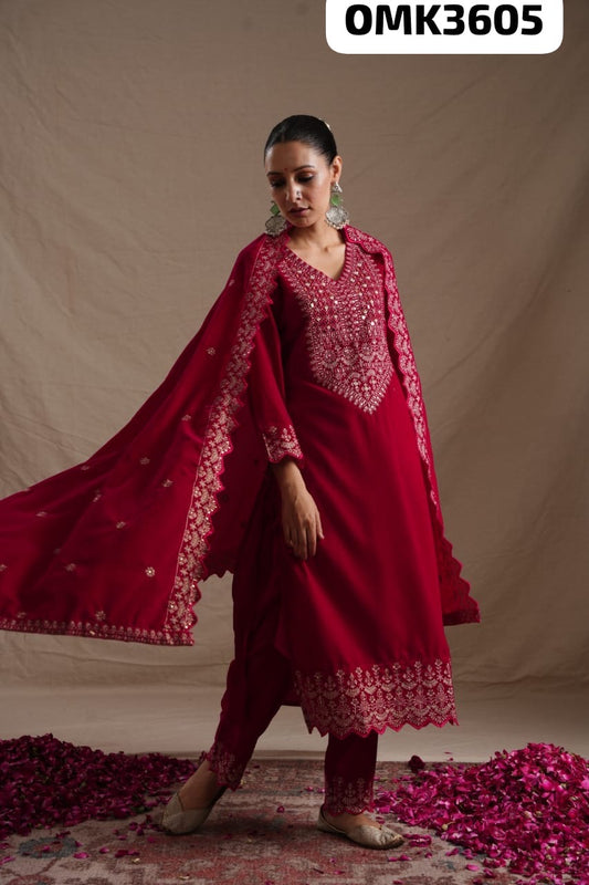 Red elegant heavy work velvet suit