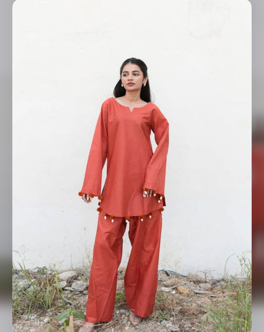 Rust Farshi salwar 2 piece co-ord set