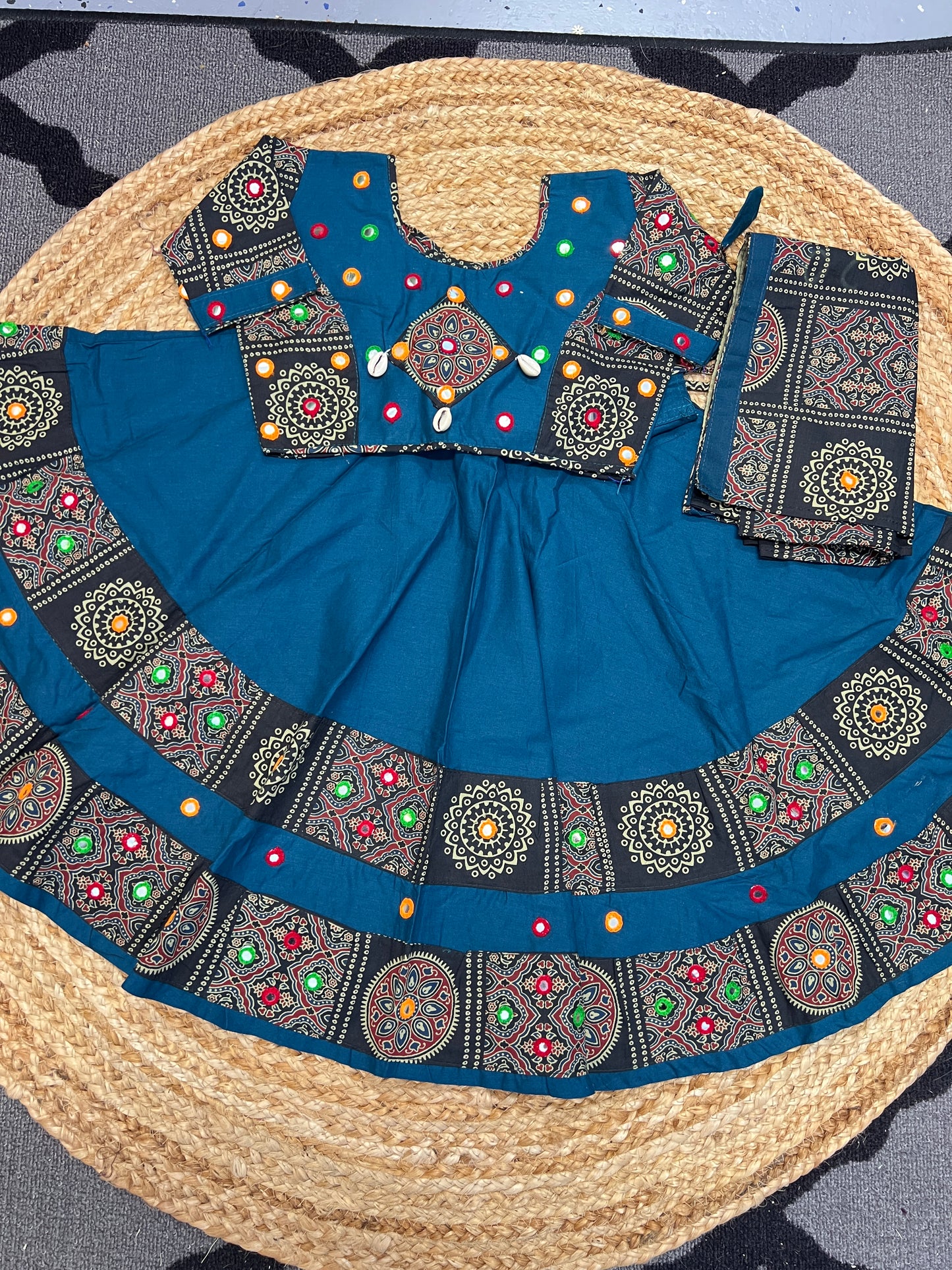 Navy blue navratri lehenga choli dupatta