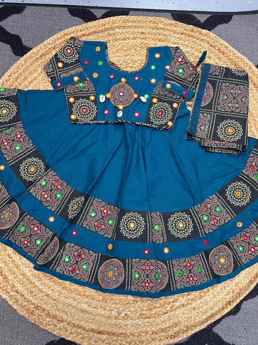 Navy blue navratri lehenga choli dupatta