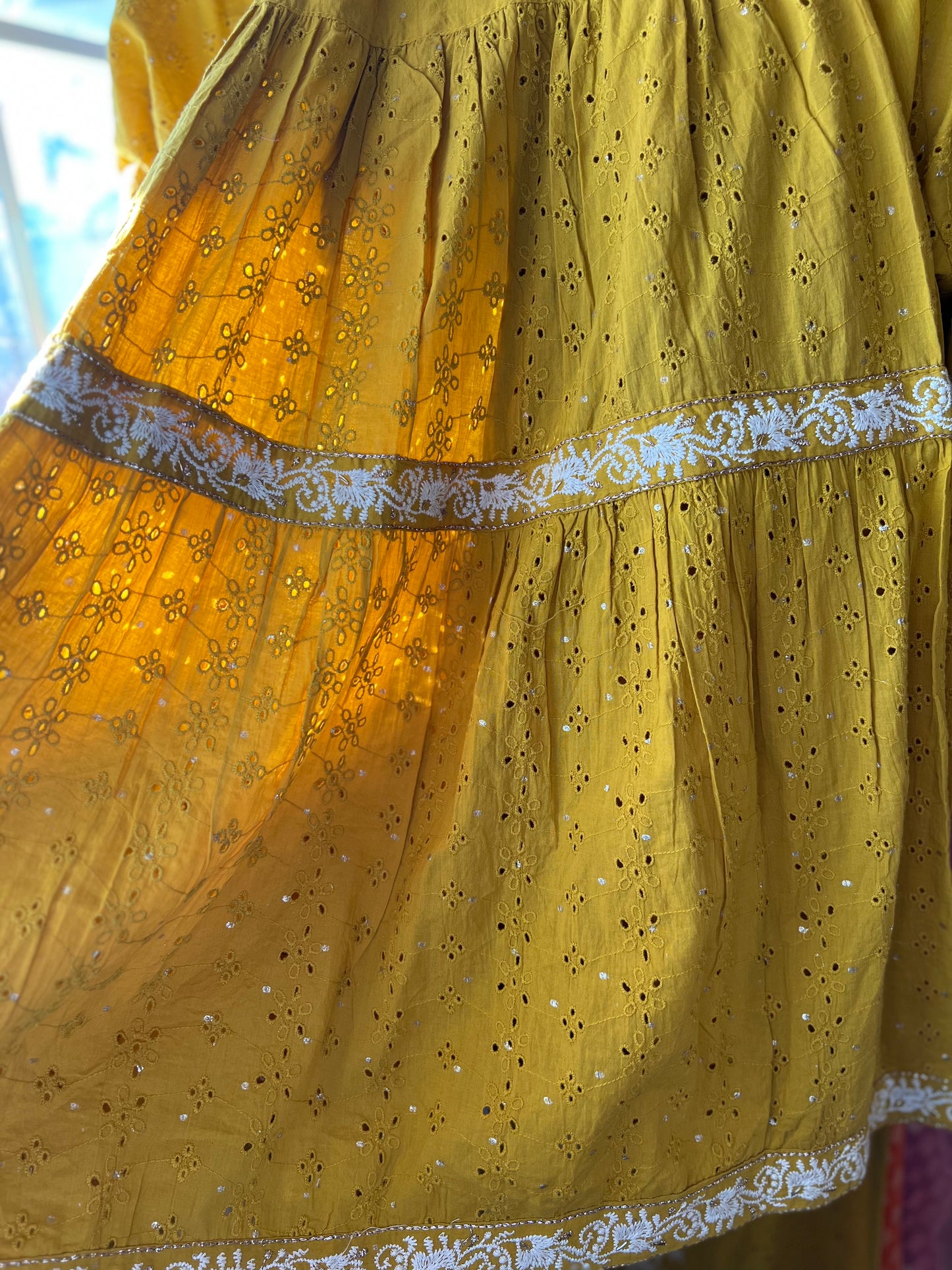 Mustard Heavy Embroidered chikankari sharara set