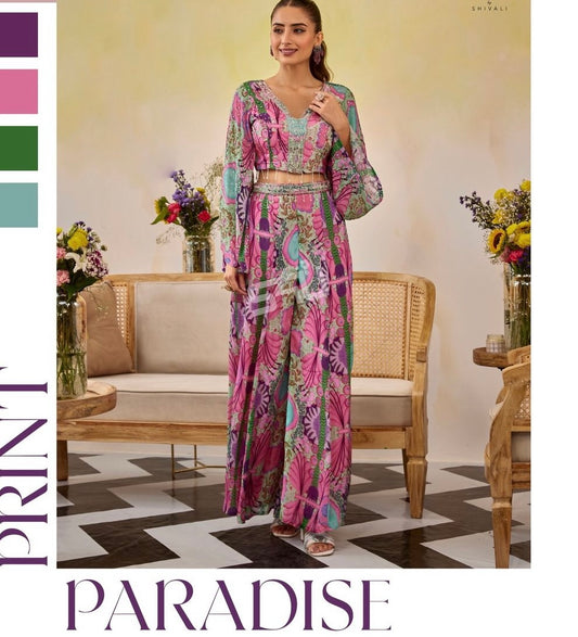 Pink floral handwork co-ord set