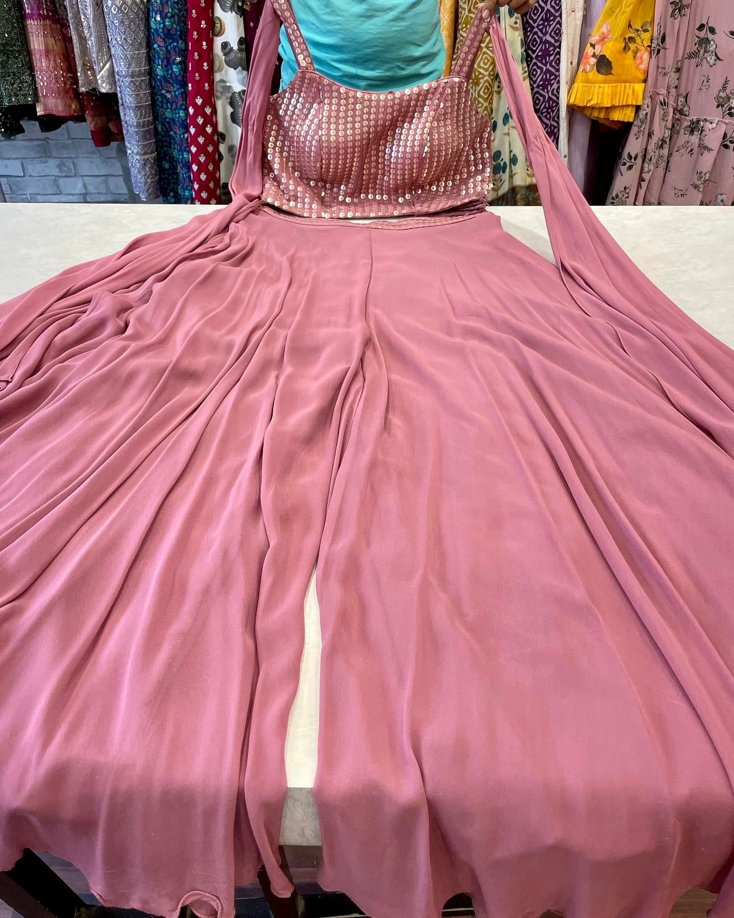 Dusty Pink Indo western two piece with beautiful sequence work