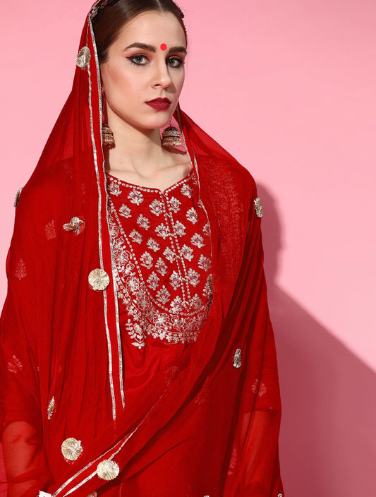 Red sequin work sharara set