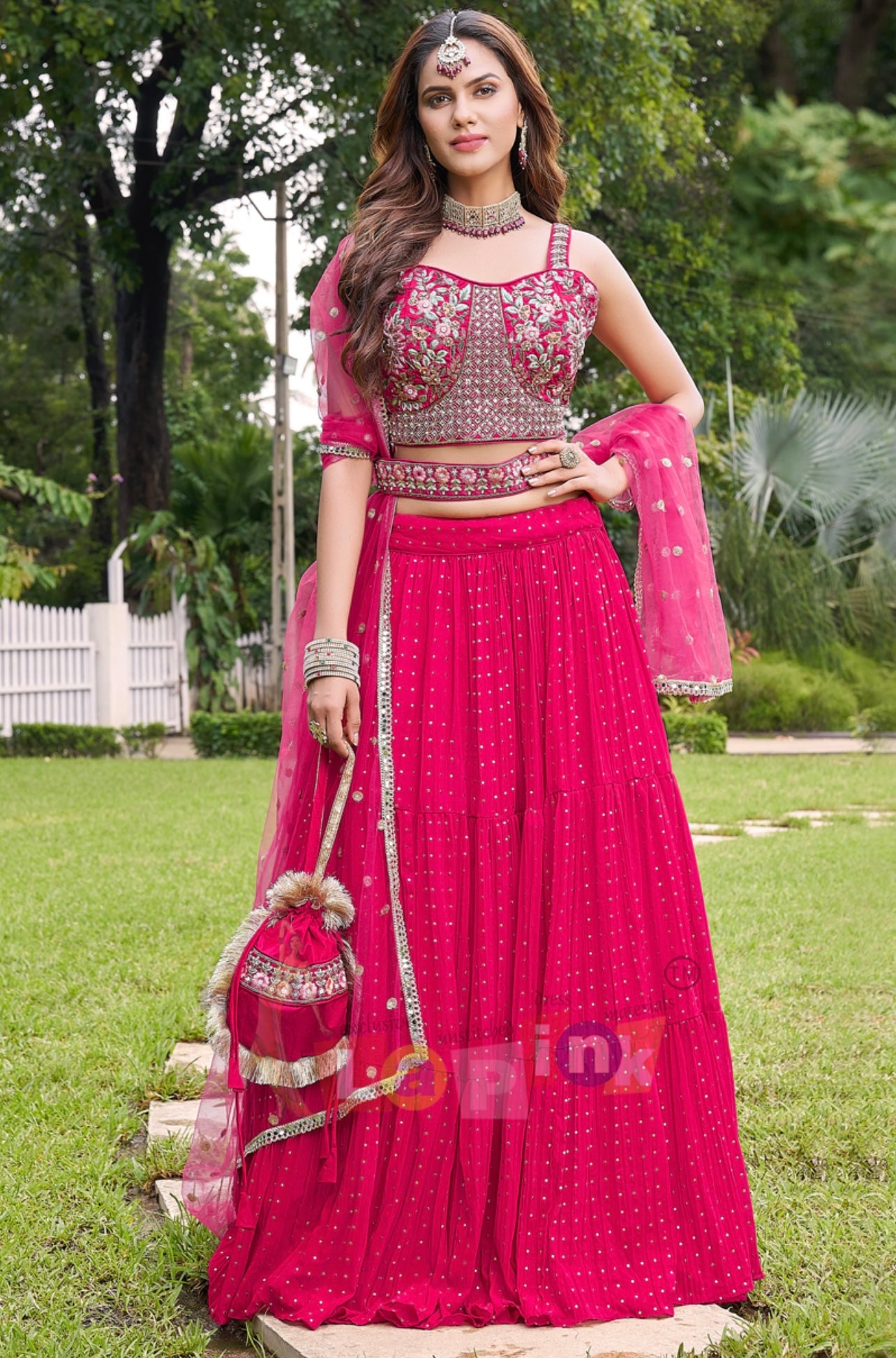 Hot pink heavy handwork stunning lehenga