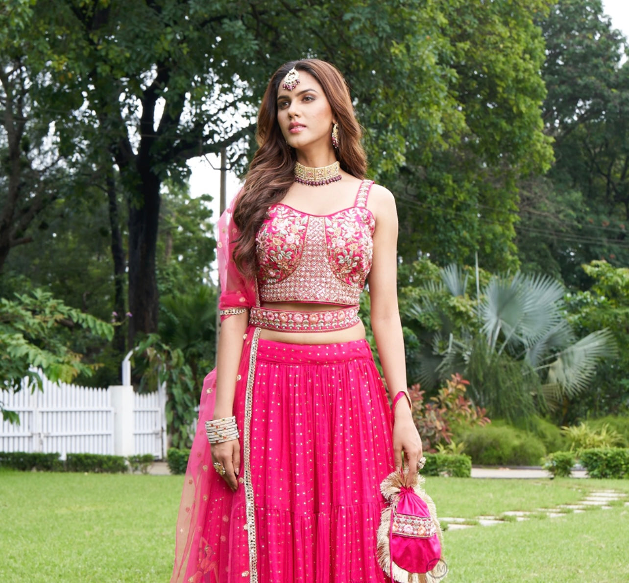 Hot pink heavy handwork stunning lehenga