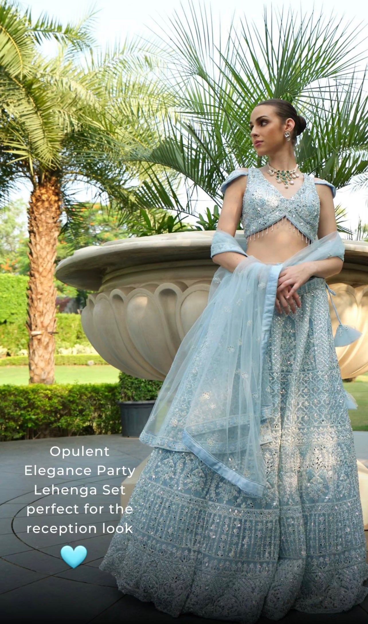 Sky Blue heavy handwork bridesmaid lehenga