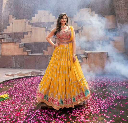 Yellow Designer Lehenga with heavy handwork