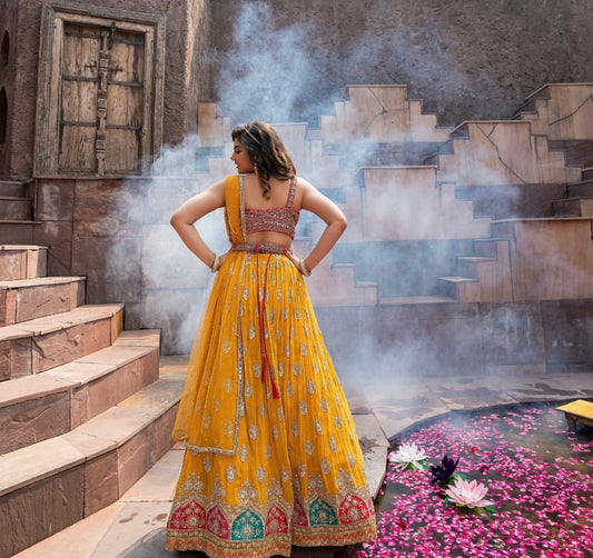 Yellow Designer Lehenga with heavy handwork