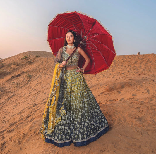 Beautiful Green Heavy handwork Lehenga Choli