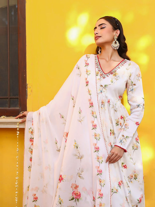 White Classy Alia Cut Kurta set