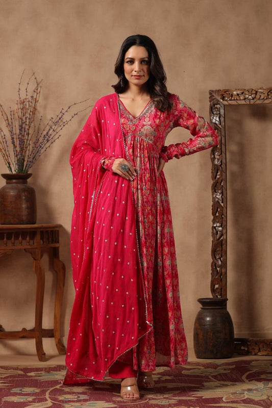 Hot Pink Elegant Alia cut kurta set