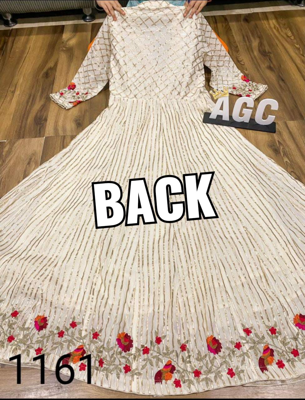 Off White Heavy Gota & embroidered work floor length angrakha gown