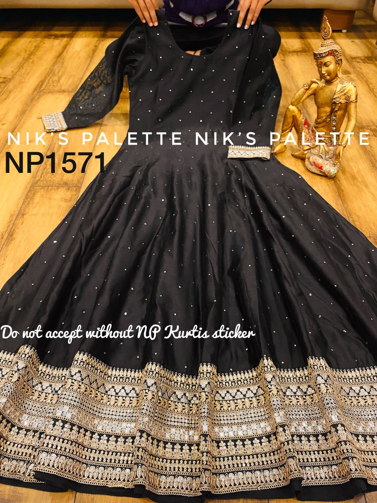 Black Heavy Embroidery Premium Anarkali set