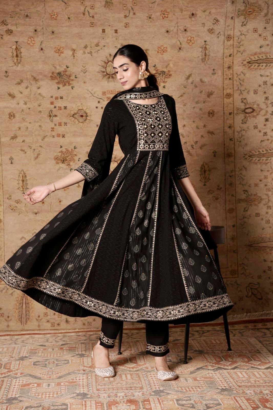 Premium Quality Heavy Embroidery and Mirror Anarkali Kurta set