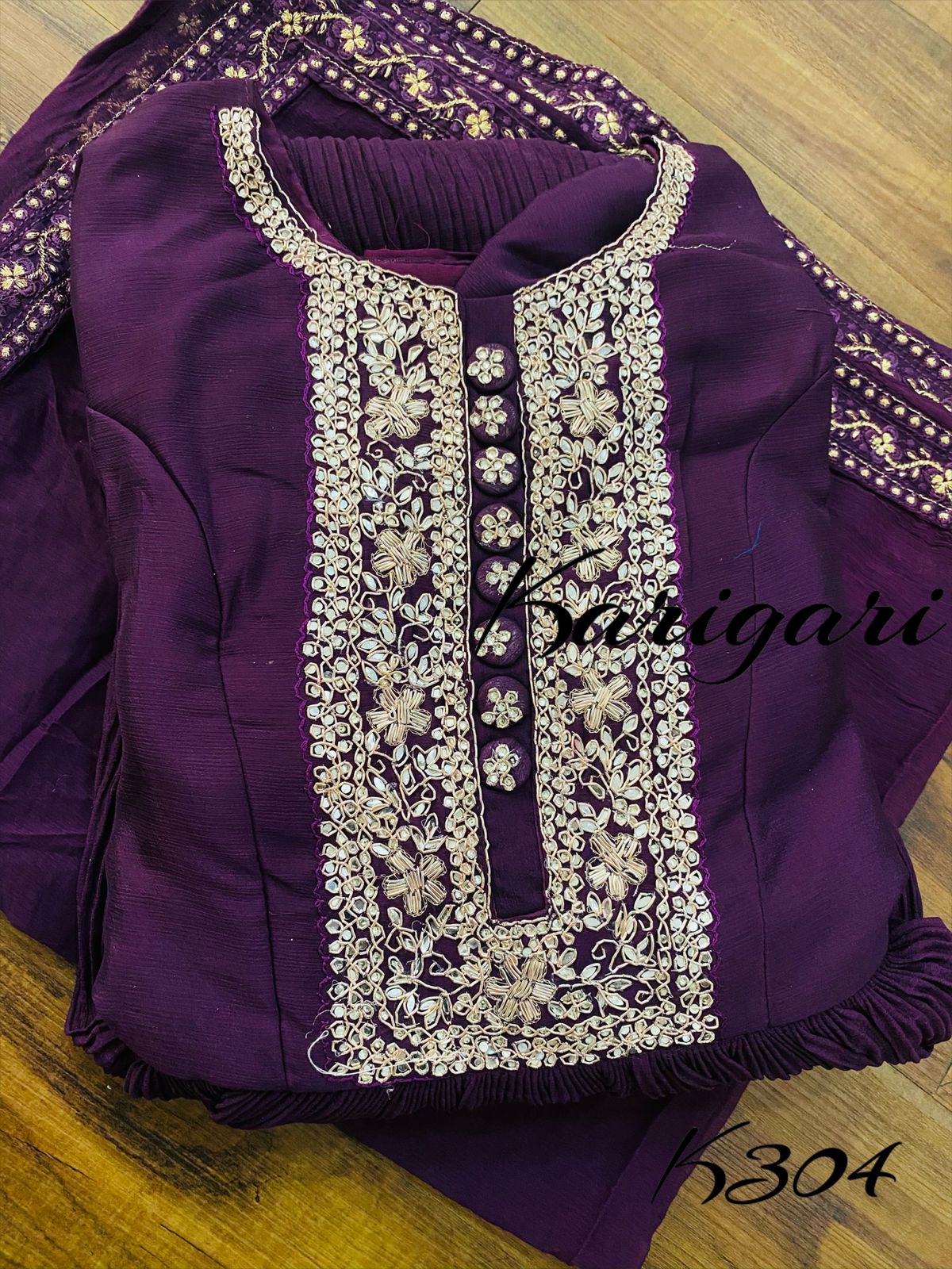 Purple handwork and Sequins long flary gown