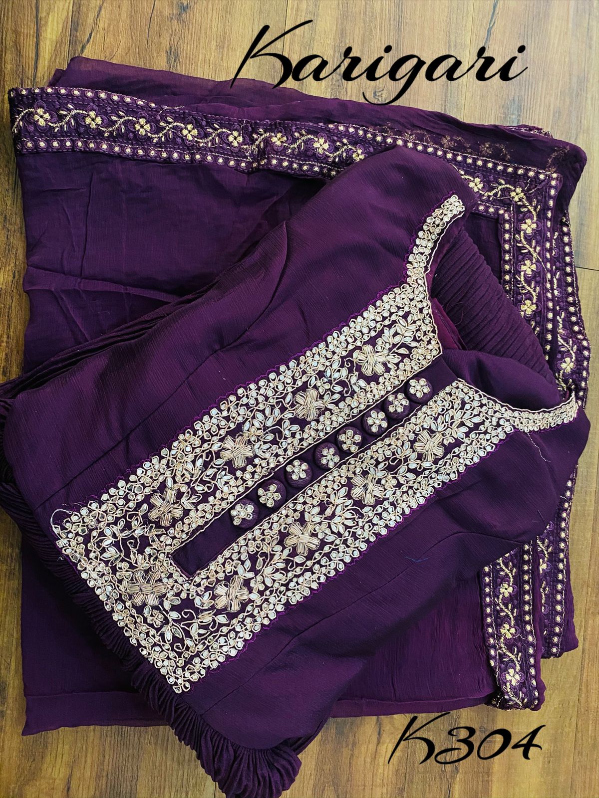 Purple handwork and Sequins long flary gown