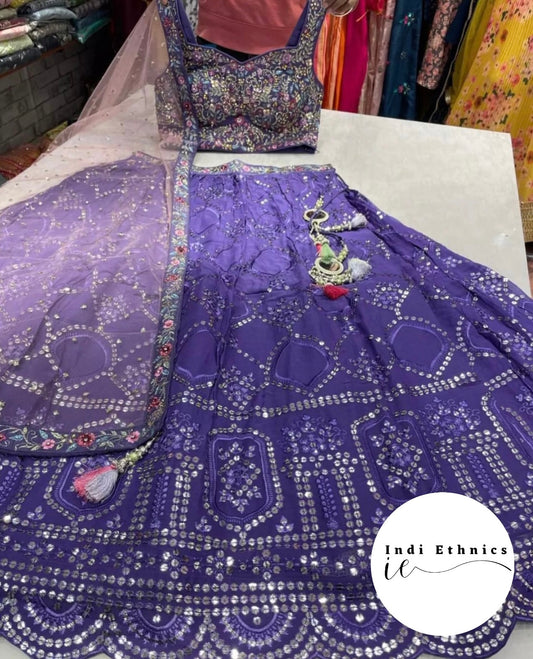 Purple Heavy handwork bridesmaid Lehenga choli