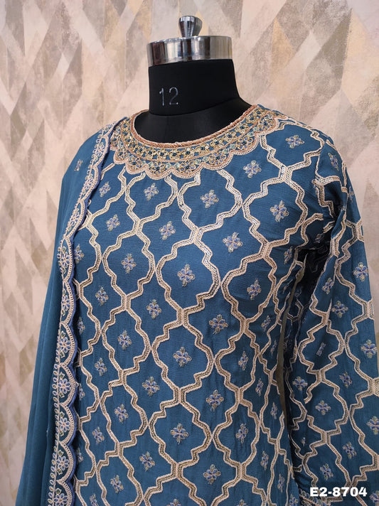 Blue Heavy handwork Sharara set