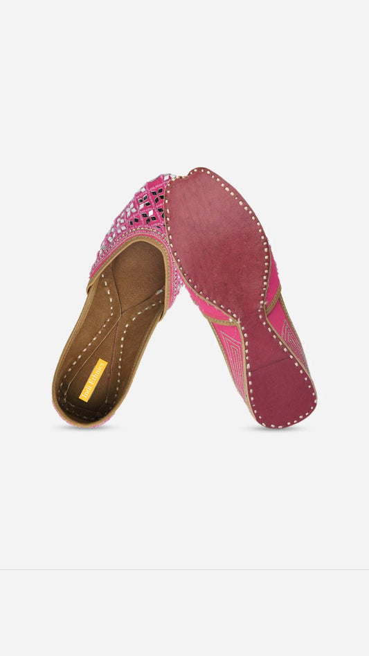 Pink Mirrors and beaded juttis