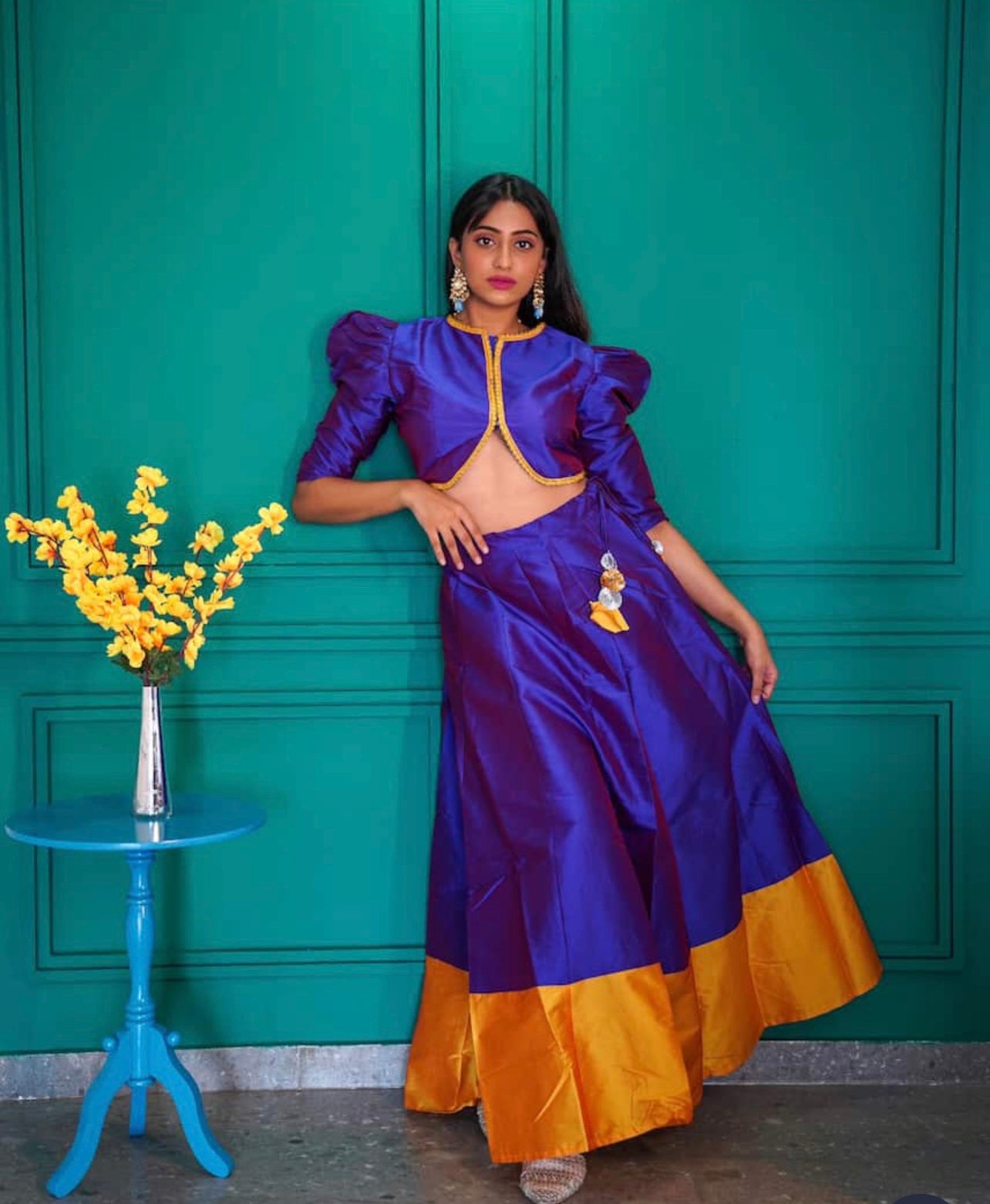 Elegant Purple Silk Festive Lehenga Choli
