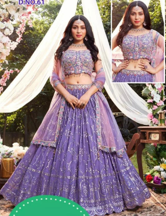 Purple Heavy handwork bridesmaid Lehenga choli