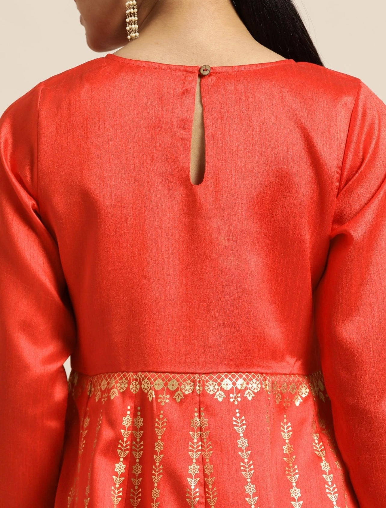 Orange Chanderi Silk beautiful flared Kurta